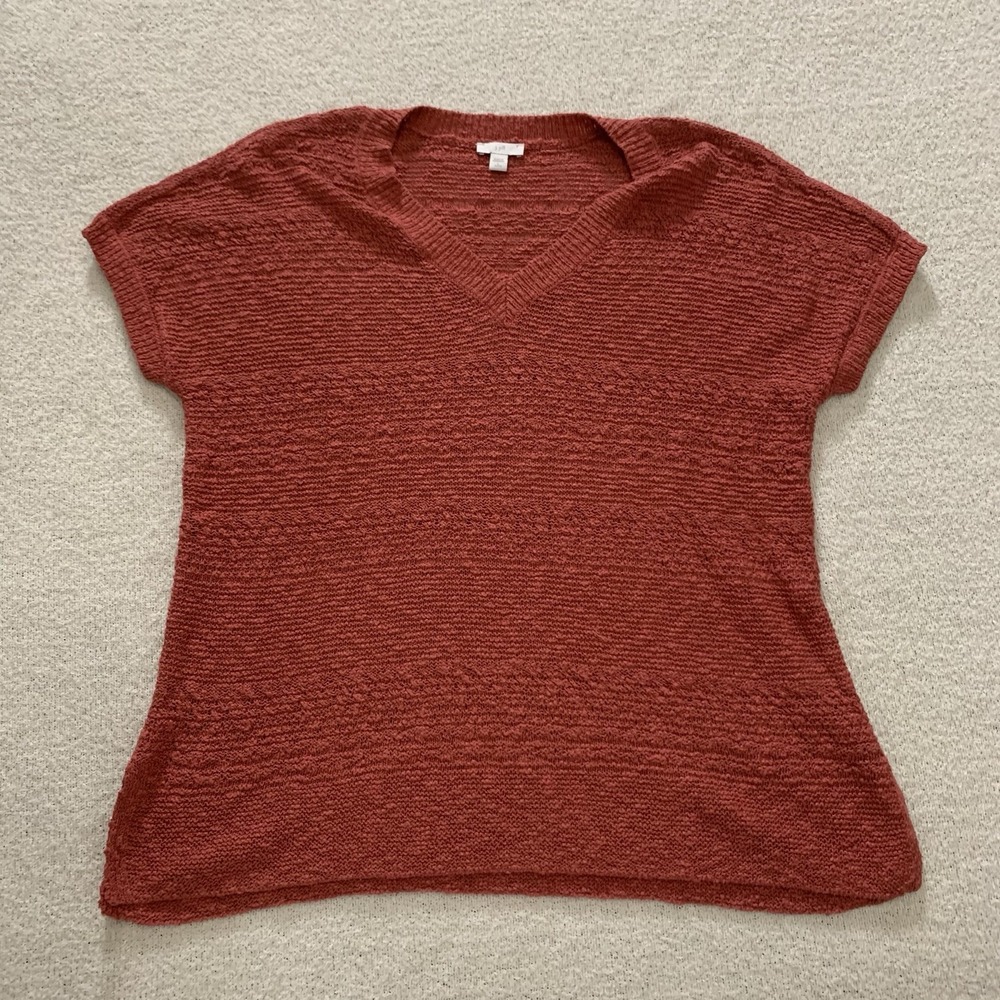 J. Jill V Neck Rust Orange‎ Sleeveless Acrylic Blend Knit Tunic Sweater Top L P